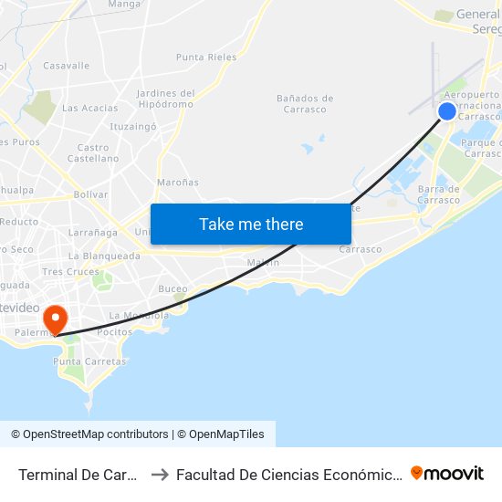 Terminal De Carga Aeropuerto to Facultad De Ciencias Económicas Y De Administración map