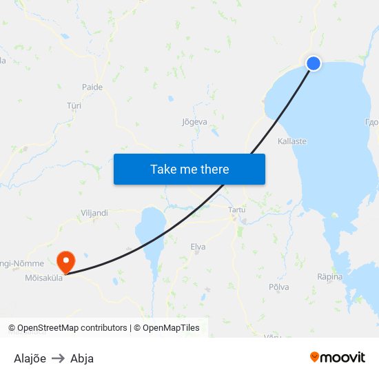 Alajõe to Abja map