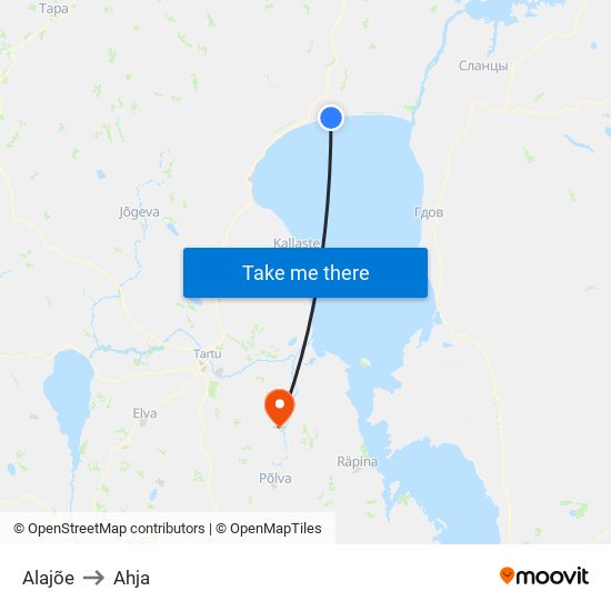 Alajõe to Ahja map