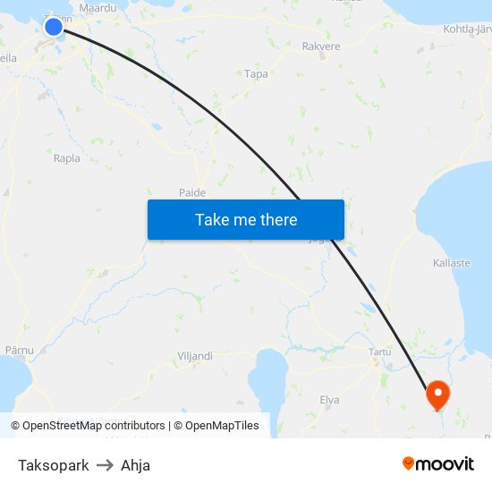 Taksopark to Ahja map