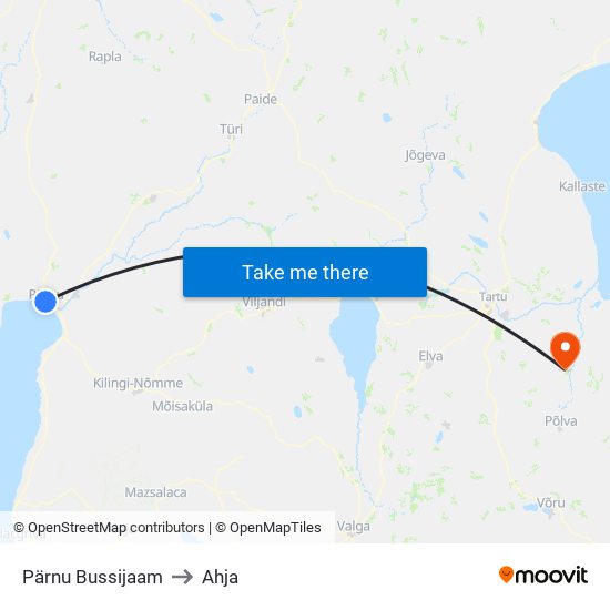 Pärnu Bussijaam to Ahja map