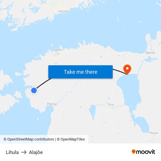 Lihula to Alajõe map