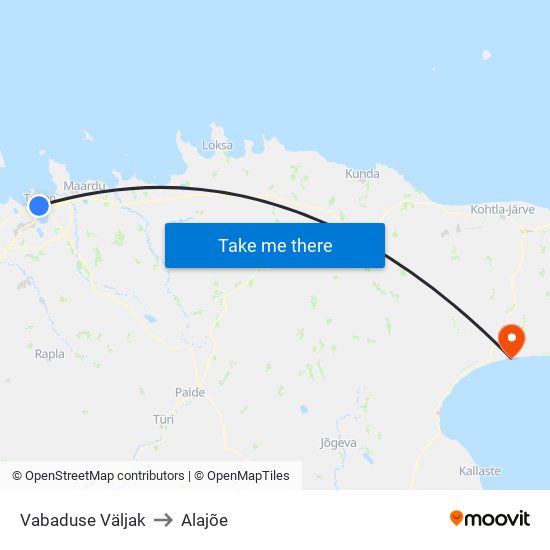 Vabaduse Väljak to Alajõe map