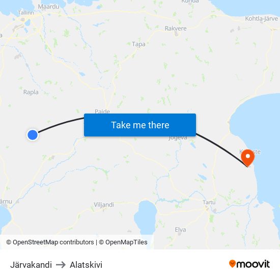 Järvakandi to Alatskivi map