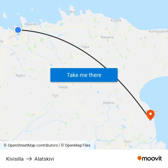 Kivisilla to Alatskivi map