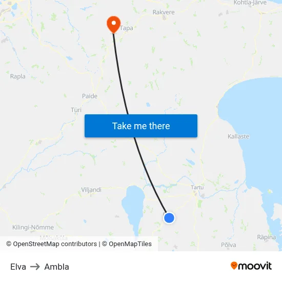 Elva to Ambla map