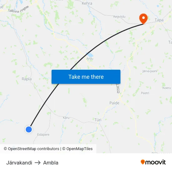 Järvakandi to Ambla map