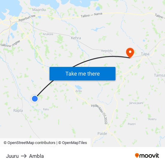 Juuru to Ambla map