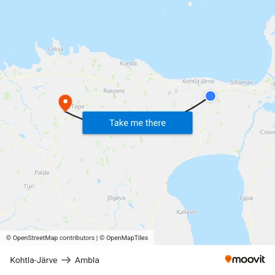 Kohtla-Järve to Ambla map