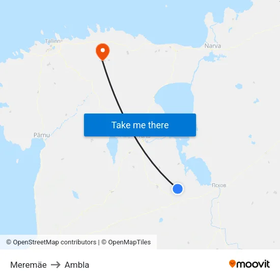 Meremäe to Ambla map