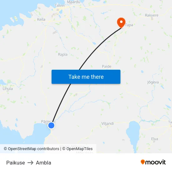 Paikuse to Ambla map
