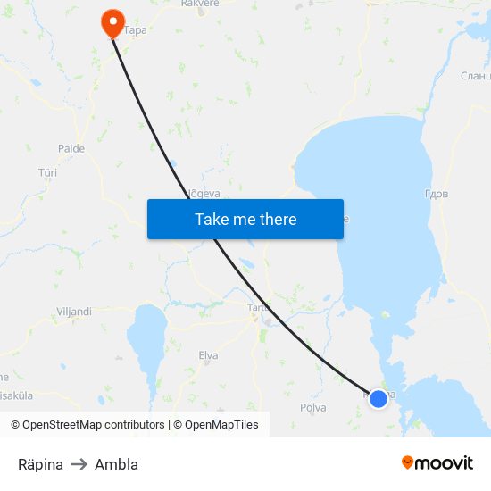 Räpina to Ambla map