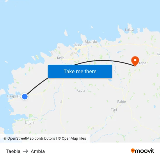 Taebla to Ambla map