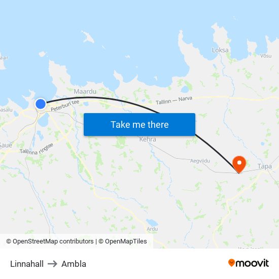 Linnahall to Ambla map