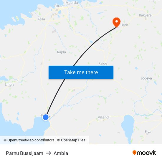 Pärnu Bussijaam to Ambla map