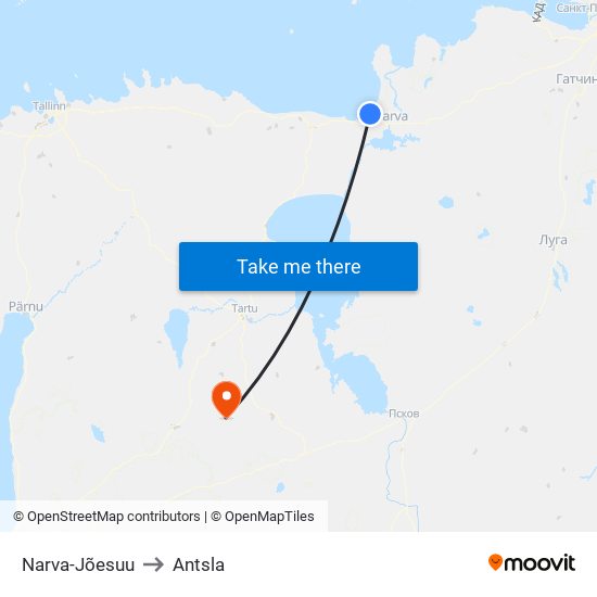 Narva-Jõesuu to Antsla map