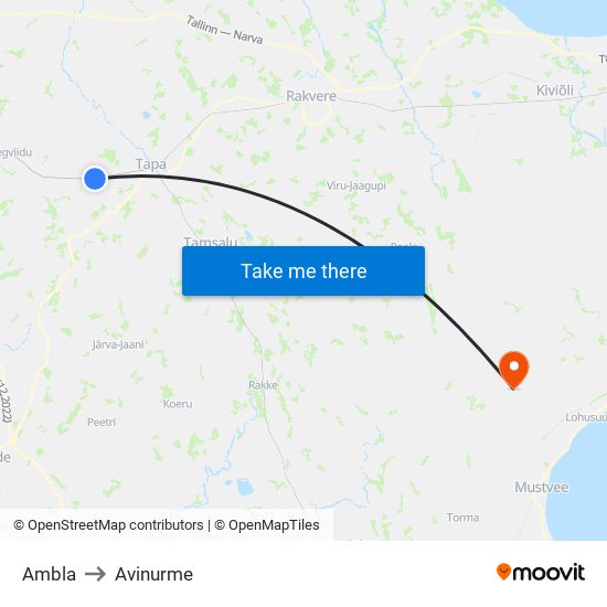 Ambla to Avinurme map