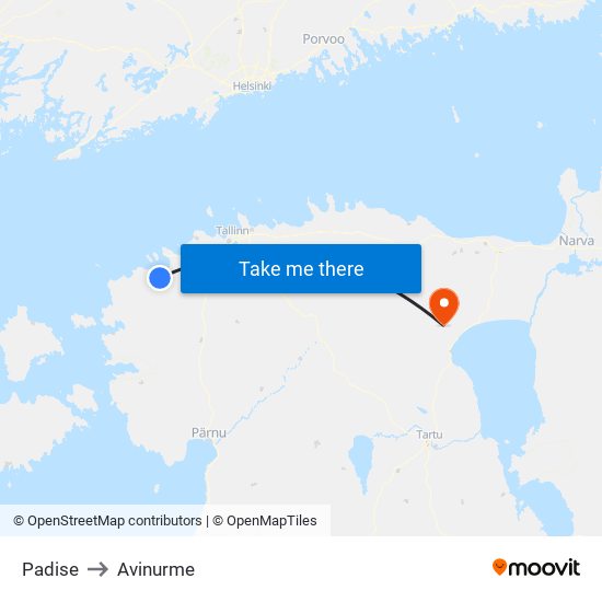 Padise to Avinurme map