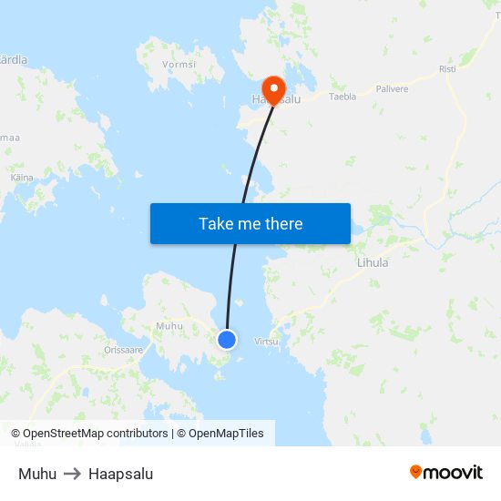 Muhu to Haapsalu map