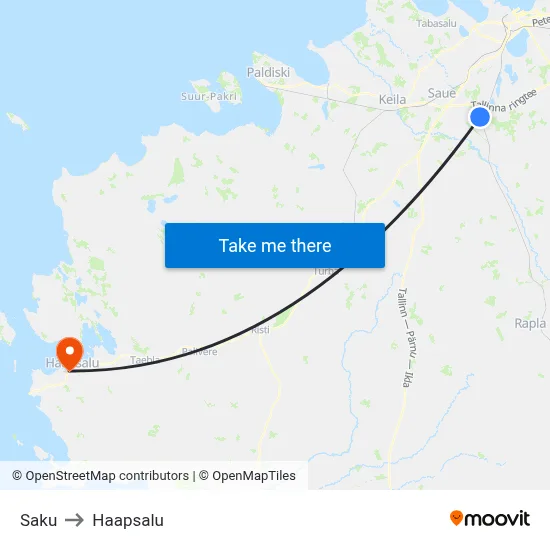 Saku to Haapsalu map