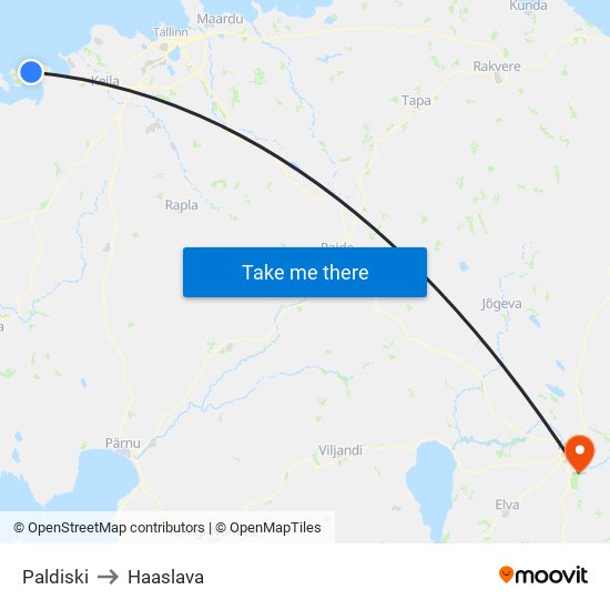 Paldiski to Haaslava map