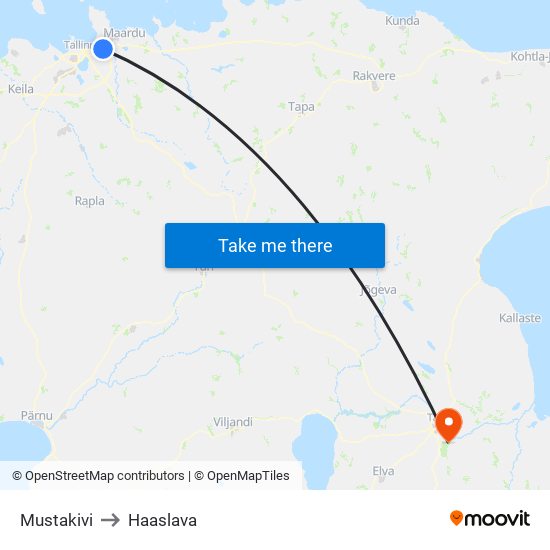 Mustakivi to Haaslava map