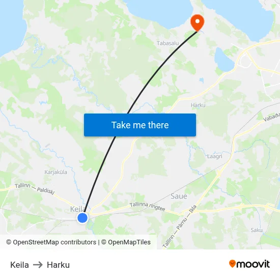 Keila to Harku map