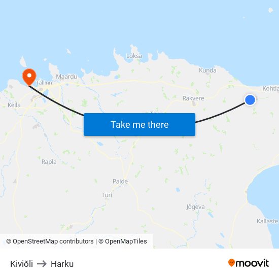 Kiviõli to Harku map