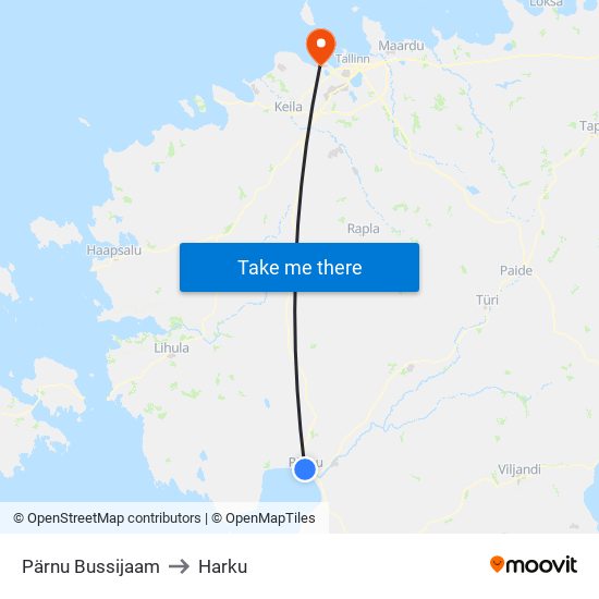 Pärnu Bussijaam to Harku map