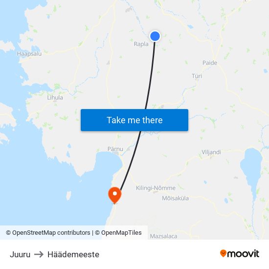 Juuru to Häädemeeste map