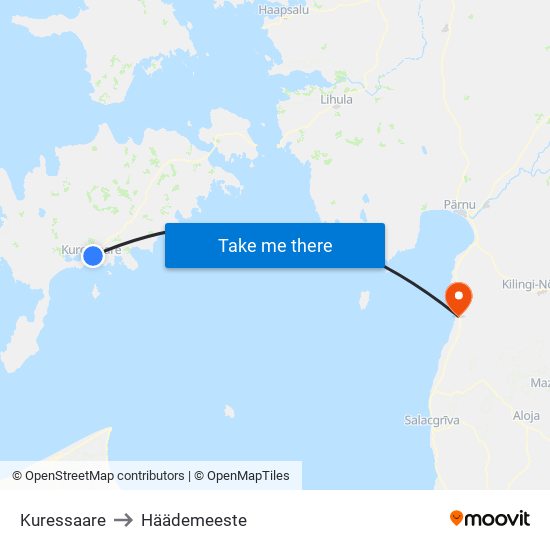 Kuressaare to Häädemeeste map