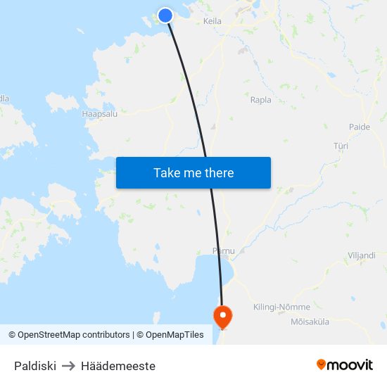 Paldiski to Häädemeeste map