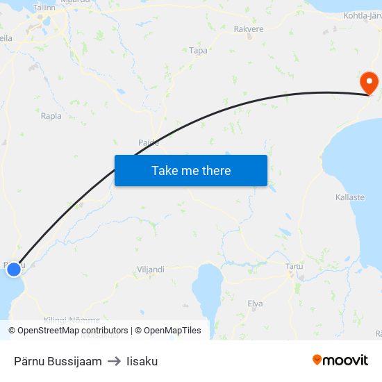 Pärnu Bussijaam to Iisaku map