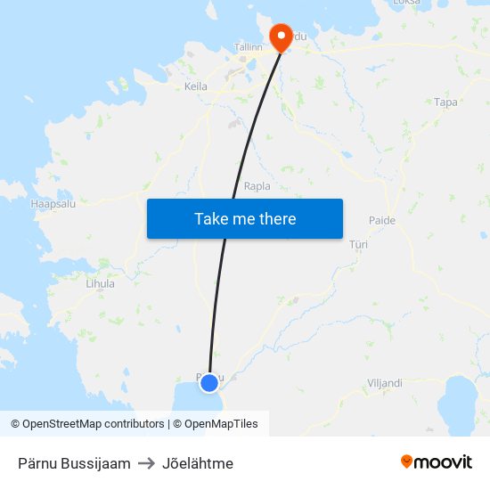 Pärnu Bussijaam to Jõelähtme map