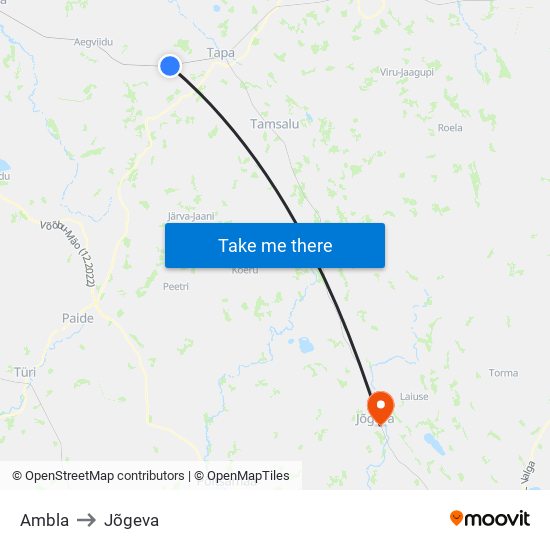 Ambla to Jõgeva map