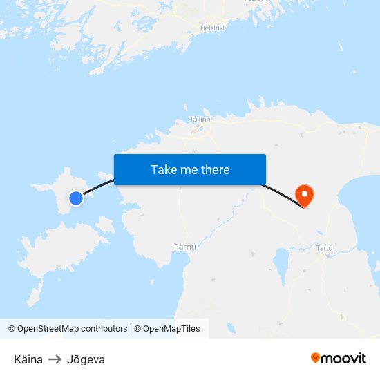 Käina to Jõgeva map