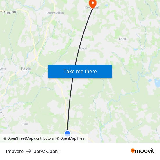 Imavere to Järva-Jaani map