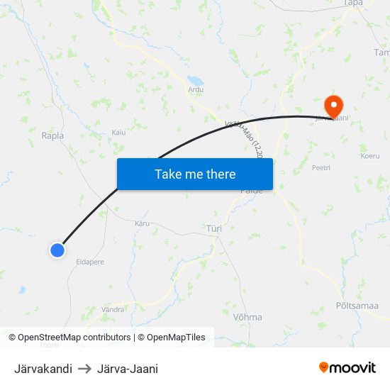 Järvakandi to Järva-Jaani map