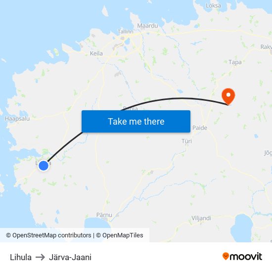 Lihula to Järva-Jaani map