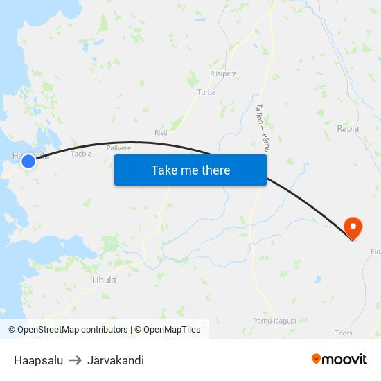 Haapsalu to Järvakandi map