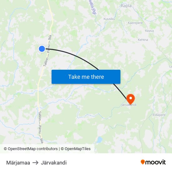 Märjamaa to Järvakandi map