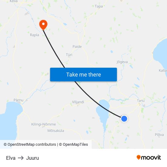 Elva to Juuru map
