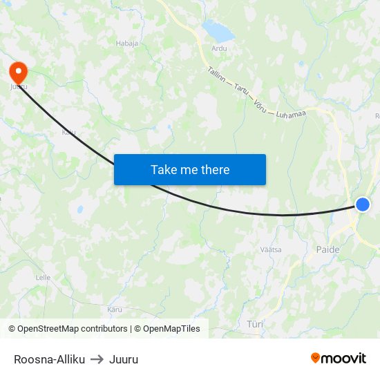 Roosna-Alliku to Juuru map