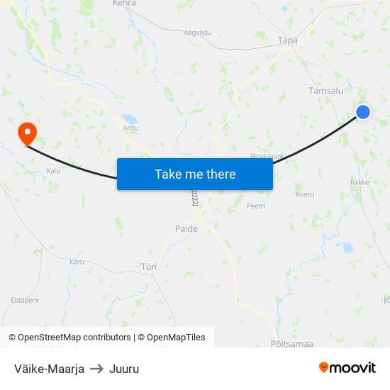 Väike-Maarja to Juuru map