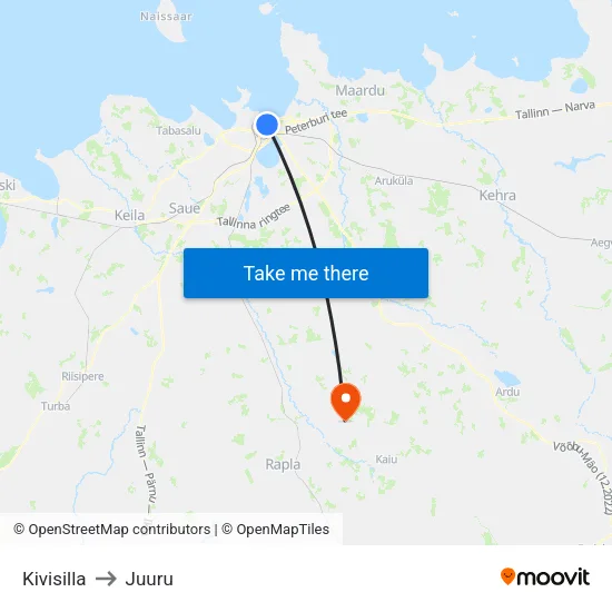 Kivisilla to Juuru map