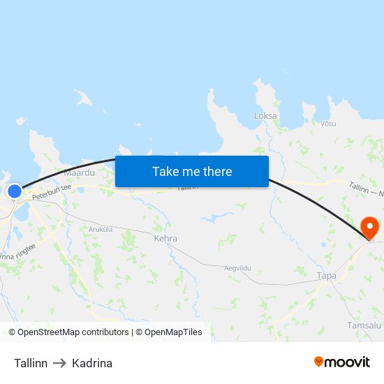 Tallinn to Kadrina map