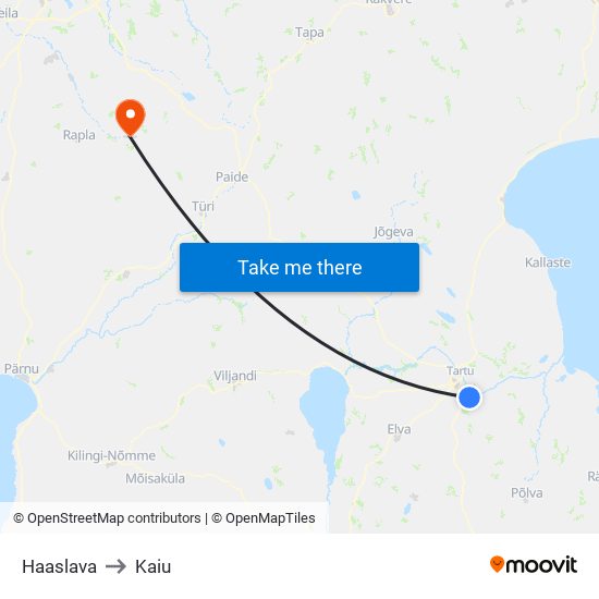 Haaslava to Kaiu map