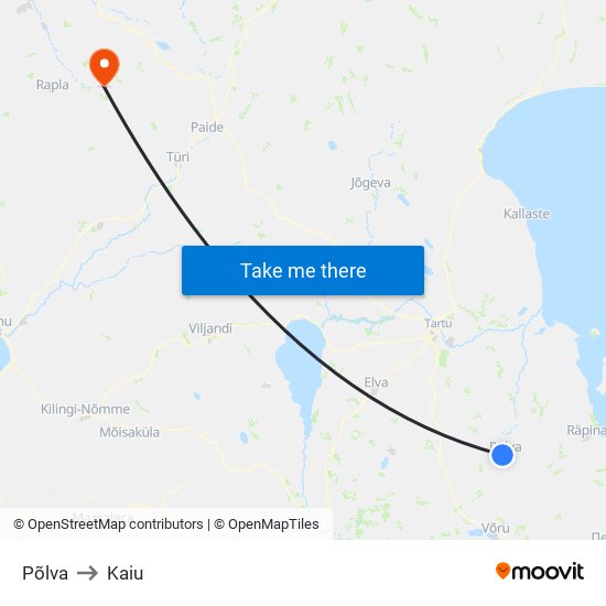 Põlva to Kaiu map