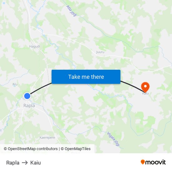 Rapla to Kaiu map