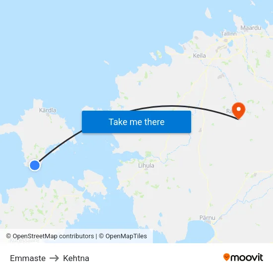 Emmaste to Kehtna map